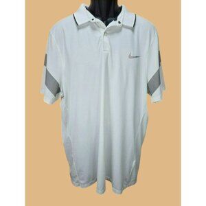 Nike Golf Mens Modern Fit Dri-Fit White Polo XL Gray Tape Trim